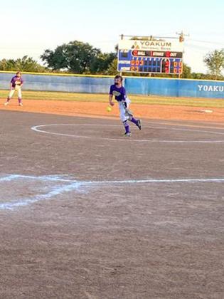 Avery Colman of the Shiner Minor softball team makes a pitch. Photo courtesy of Melissa Colman.