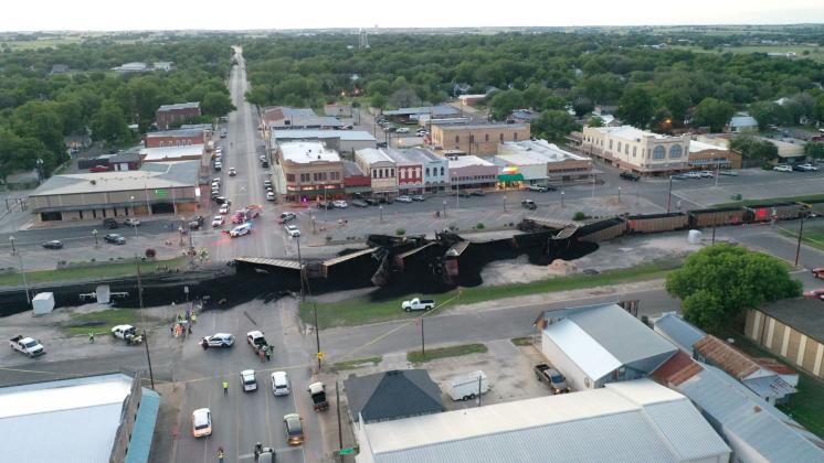Another aerial of downtown Shiner Friday.