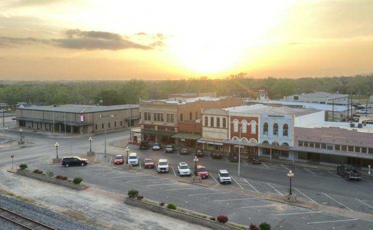 Shiner's downtown area in the setting sun.